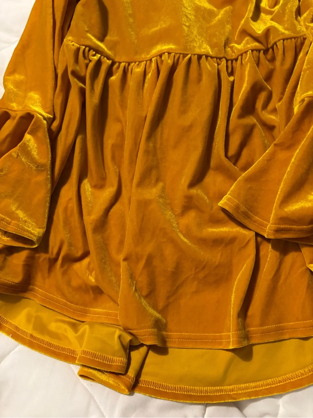 Girls Mustard Velvet Peplum Tunic with Navy Floral Leggings